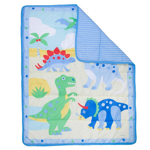 Dinosaur Land Baby Crib Bedding 3-Piece Blue Microfiber Nursery Set