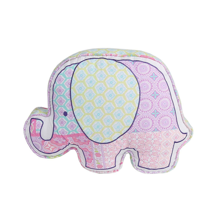 Ellie Elephant Pink Shaped Cotton Decorative Throw Pillow 18" x 13"