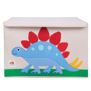 Dinosaur Appliqued Toy Storage Chest / Foldable Canvas Box / Bin 24"