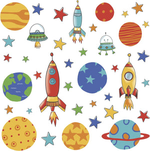 Planets Rockets UFOs Peel And Stick Wall Decals