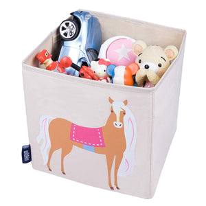 Horse 10" Cube Canvas Toy Storage Box / Bin