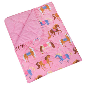 Pony Horses Microfiber Bed in a Bag Toddler Twin Full Girl Bedding Pink Comforter & Sheet Set