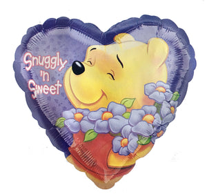 Winnie The Pooh Purple Heart-Shaped Snuggly 'n Sweet Friendship or Birthday 18" Party Balloon