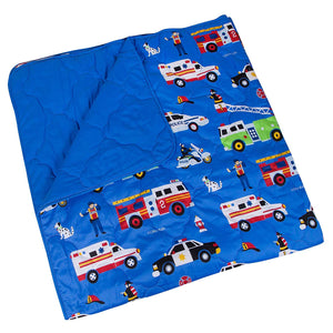 Rescue Heroes Police Ambulance Fire Trucks Microfiber Bed in a Bag Toddler Twin Full Bedding Comforter & Sheet Set