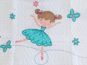 Pink Ballerina Dancer Girl Bedding Twin Full/Queen Cotton Patchwork Quilt Set Kids Coverlet Bedspread