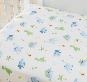 Dinosaur Land Baby Crib Bedding 3-Piece Blue Microfiber Nursery Set