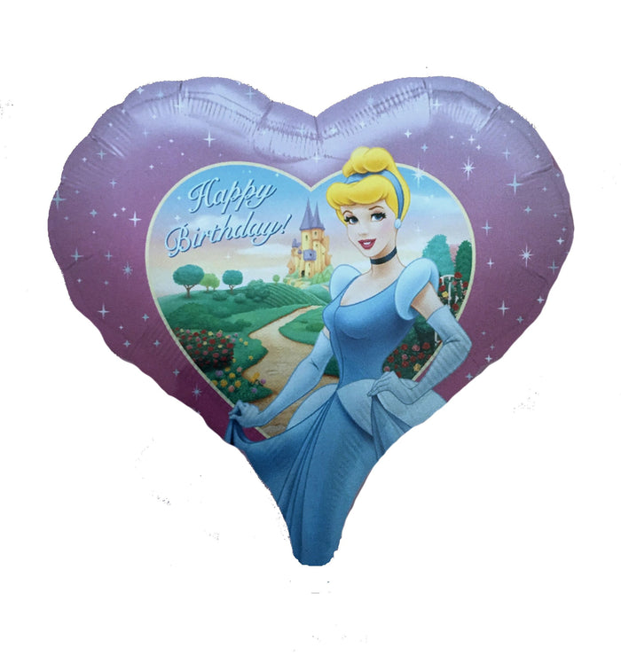 Disney Princess Cinderella Purple Heart-Shaped 18" Happy Birthday Party Balloon
