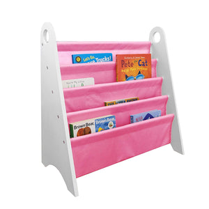 Modern Sling 4-Tier Bookshelf Bookcase with Top Handles - Grey Pink or White Kids Furniture