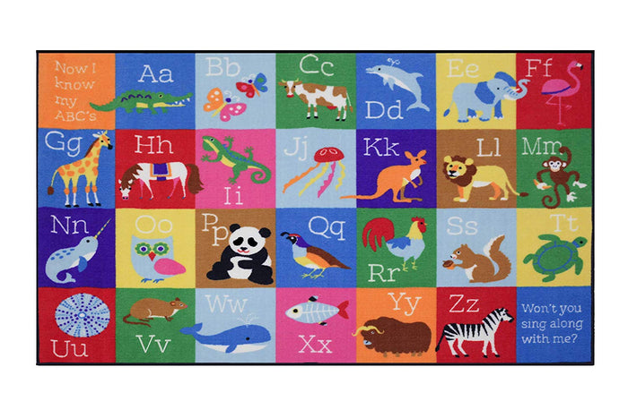 ABC Alphabet Letters with Animals Educational Play Rug 39" x 80"