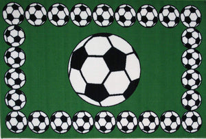 Soccer Balls Green Rectangle Sports Rug 19" x 29" or 39" x 58"