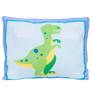 Green Cartoon T-Rex Dinosaur Blue Kids Pillow Sham Olive Kids