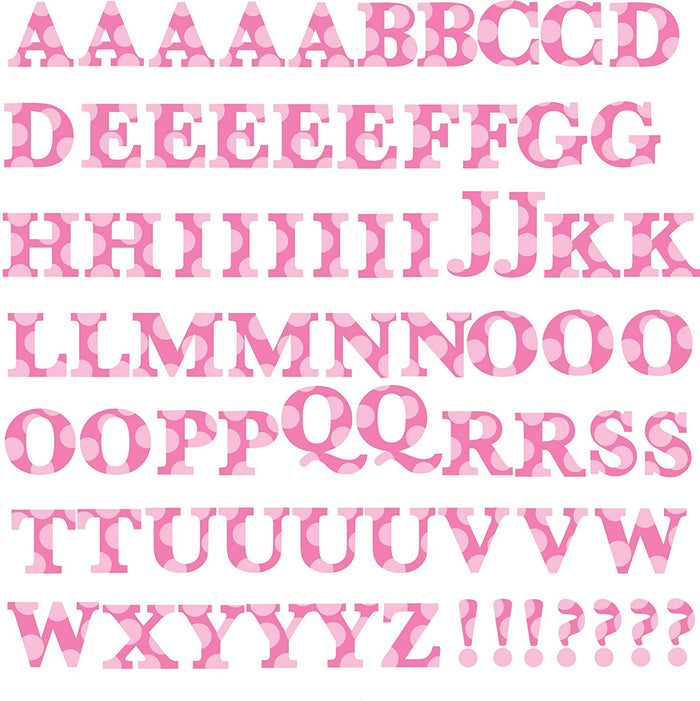 Pink Alphabet Letters Polka Dot Wall Decals Stickers Peel & Stick
