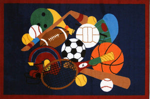 Sports Icons Kids Accent Floor Rug 
