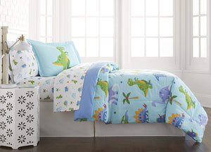 Dinosaur Land Cotton Bed in a Bag Toddler Twin Full Blue Bedding Comforter & Sheet Set
