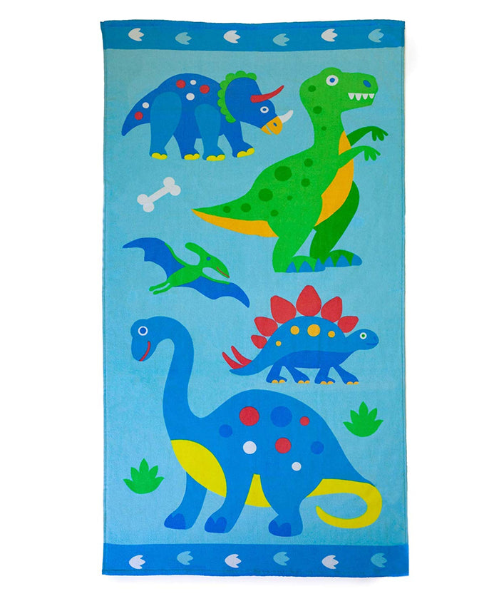 Blue Green Dinosaurs Kids Cotton Beach / Bath Towel 32" x 64"
