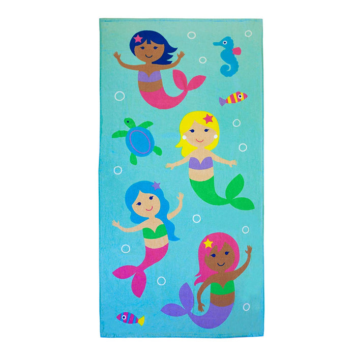 Sea Mermaids Kids Cotton Beach / Bath Towel 32" x 64"