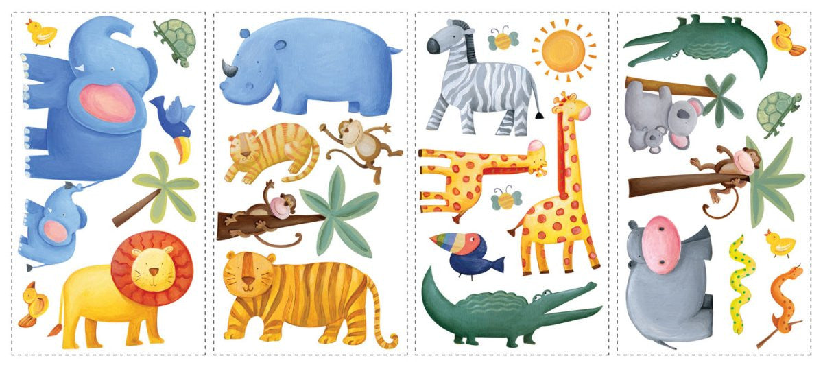 Animal Train Wall Stickers Giraffe Elephant Alphabet Wall Decals Art D