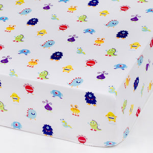 Alien Monsters Microfiber Fitted Baby Crib Sheets 2-Pack