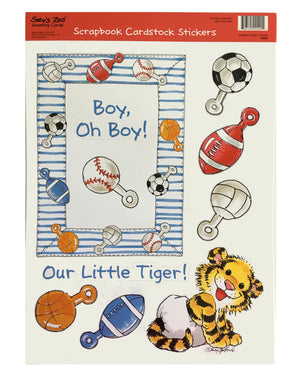 Suzy's Zoo Baby Boy 'Little Tiger' Die Cut Cardstock Stickers 8 1/2" x 11"