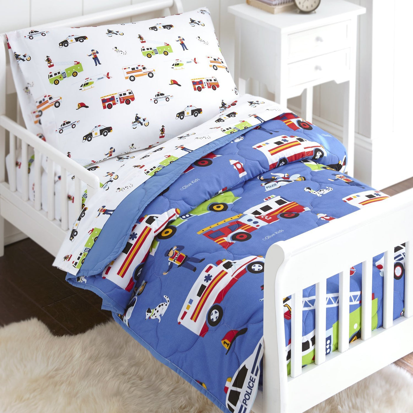 Couverture En Flanelle Douce Motif Camions De Pompiers - 150x130cm, Lavable, Idéale Canapé Ou Lit