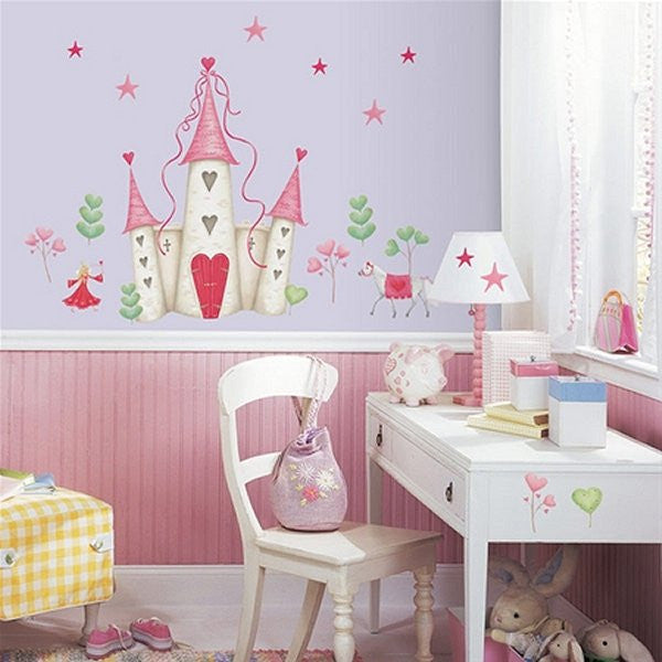 Princess Castle Large 22" Peel and Stick Art Wall Mural for Girls