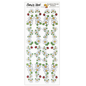 Suzy's Zoo White Flowers & Ladybugs Border Stickers Vintage Scrapbooking Sheet 5" x 12"