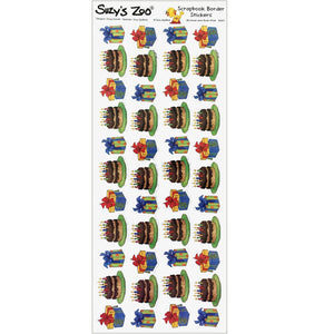Suzy's Zoo Birthday Cakes & Presents Border Stickers Vintage Scrapbooking Sheet 5" x 12"