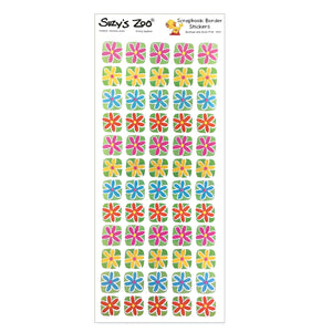 Suzy's Zoo 12 x 5 Daisy Flowers Border Stickers Vintage Scrapbooking Sheet 5" x 12"