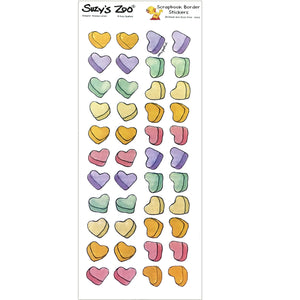 Suzy's Zoo Valentine Hearts Border Stickers Vintage Scrapbooking Sheet 5" x 12"
