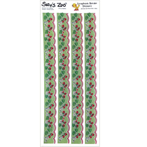 Suzy's Zoo 4 Strawberry Scalloped Border Stickers Vintage Scrapbooking Sheet 5" x 12"
