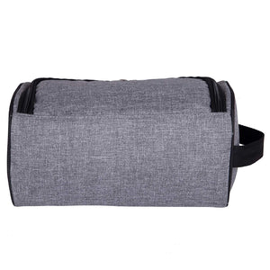 Grey Tweed Fabric Toiletry Bag