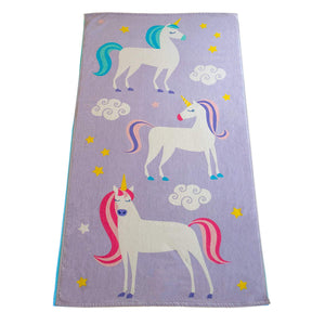 Purple Unicorn Kids Cotton Beach / Bath Towel 32" x 64"