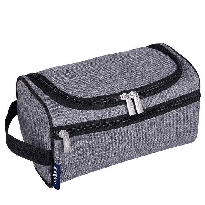 Grey Tweed Fabric Toiletry Bag