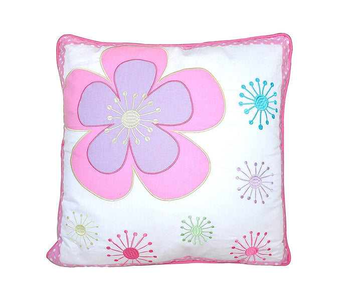 Pink & Lavender Floral Daisy Square Decorative Throw Pillow Cotton 18" x 18"