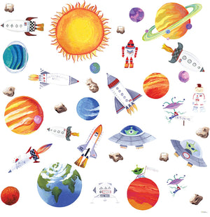 Outer Space Peel & Stick  Wall Decals Stickers Solar System Planets