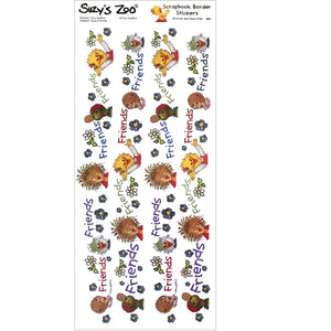 Suzy's Zoo Friends Border Stickers Vintage Scrapbooking Sheet 5" x 12"
