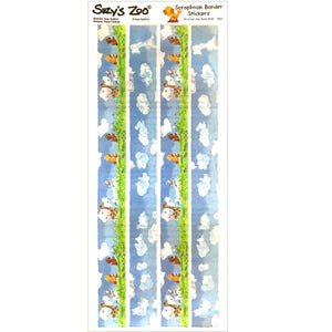 Little Suzy's Zoo Running Baby Animals Border Stickers Vintage Scrapbooking Sheet 5" x 12"