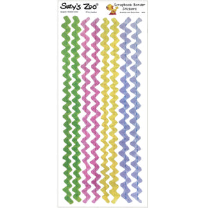 Suzy's Zoo Ric Rac Zig Zag Border Stickers Vintage Scrapbooking Sheet 5" x 12"