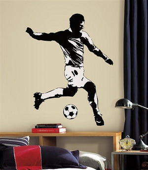 Giant Soccer Player Wall Mural Peel and Stick Wallpaper Decal Sticker