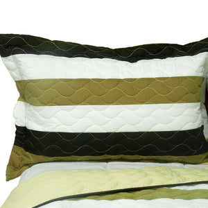 Brown Striped Teen Bedding Full/Queen Quilt Set Elegant Oversized Bedspread
