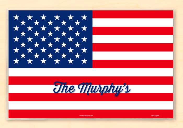American USA Flag Personalized Placemat 18" x 12" with Alphabet