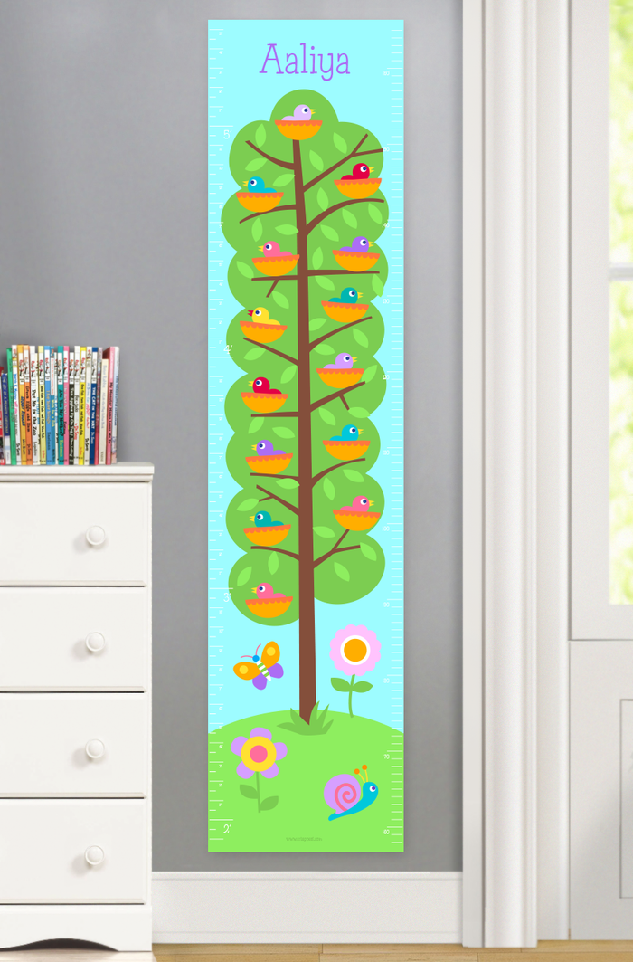 Birds & Nests Personalized Kids Height Growth Chart Canvas or Self-Adhesive