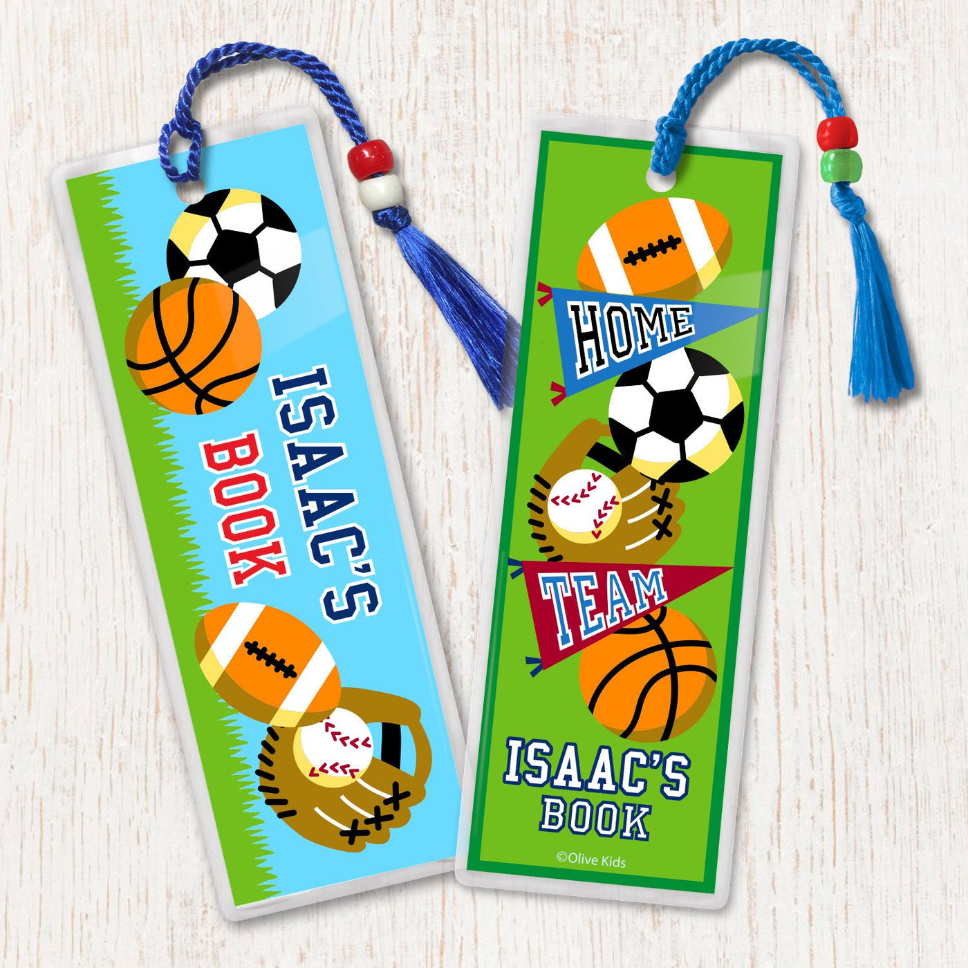 Game Bookmarklets Game On Sports Personalized 2 PC Bookmark Set – KidsRoomTreasures.com