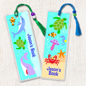 Ocean Fish Whale Dolphin Turtle Personalized 2 PC Bookmark Set
