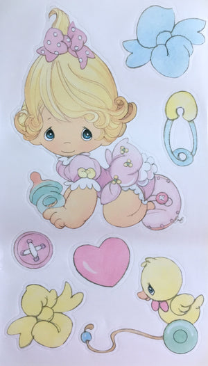 Precious Moments Babies Boy Girl Bear & Toys Wall Decals Stickers 10" x 18" 4 Sheets Peel & Stick