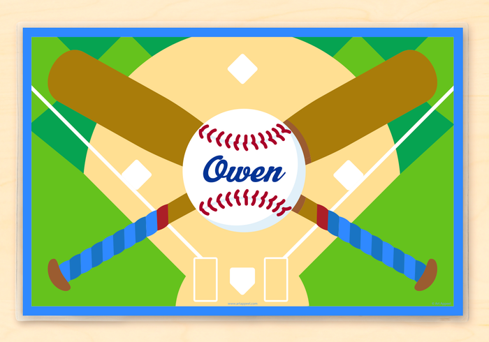 Baseball Personalized Placemat 18" x 12" with Alphabet