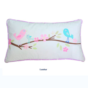 Birds on Tree Branch Decorative Kids Throw Pillow Cotton 27" x 14"
