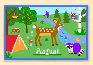 Camping Trip Deer Raccoon Personalized Placemat 18" x 12" with Alphabet