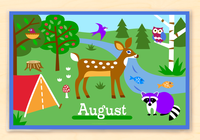 Camping Trip Deer Raccoon Personalized Placemat 18" x 12" with Alphabet