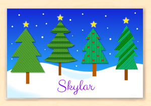 Christmas Tree Forest Personalized Placemat 18" x 12" with Alphabet